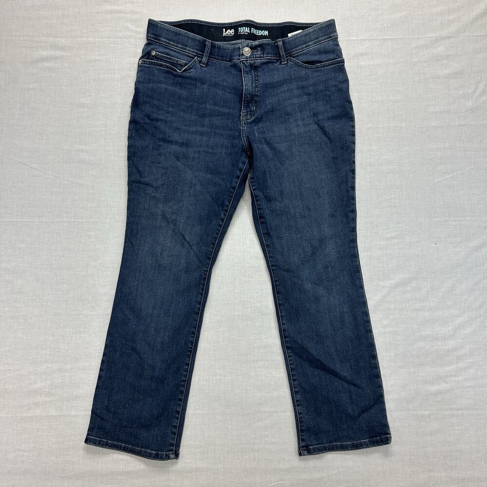 Lee Modern Series Total Freeom Straight Leg Jeans Women's 16 Short Dark Blue 16S
